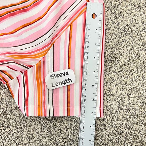 Chico's Women's L Coastal Grandma Academia Metallic Striped Button-Up Blouse - Picture 9 of 10